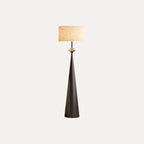 Lampadaire en noyer, abat-jour plissé ou lin – Cahors, finition modèle A, droit noir