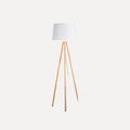 Lampadaire trépied en bois et abat-jour tambour – Callas, finition blanc