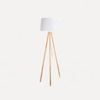 Lampadaire trépied en bois et abat-jour tambour – Callas, finition blanc