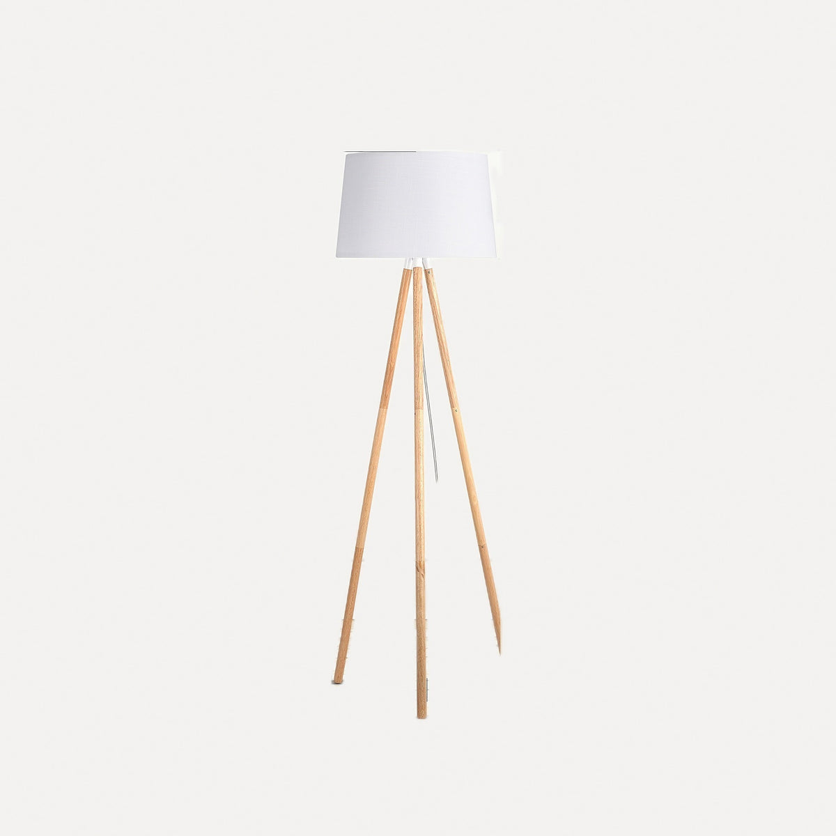 Lampadaire trépied en bois et abat-jour tambour – Callas, finition blanc