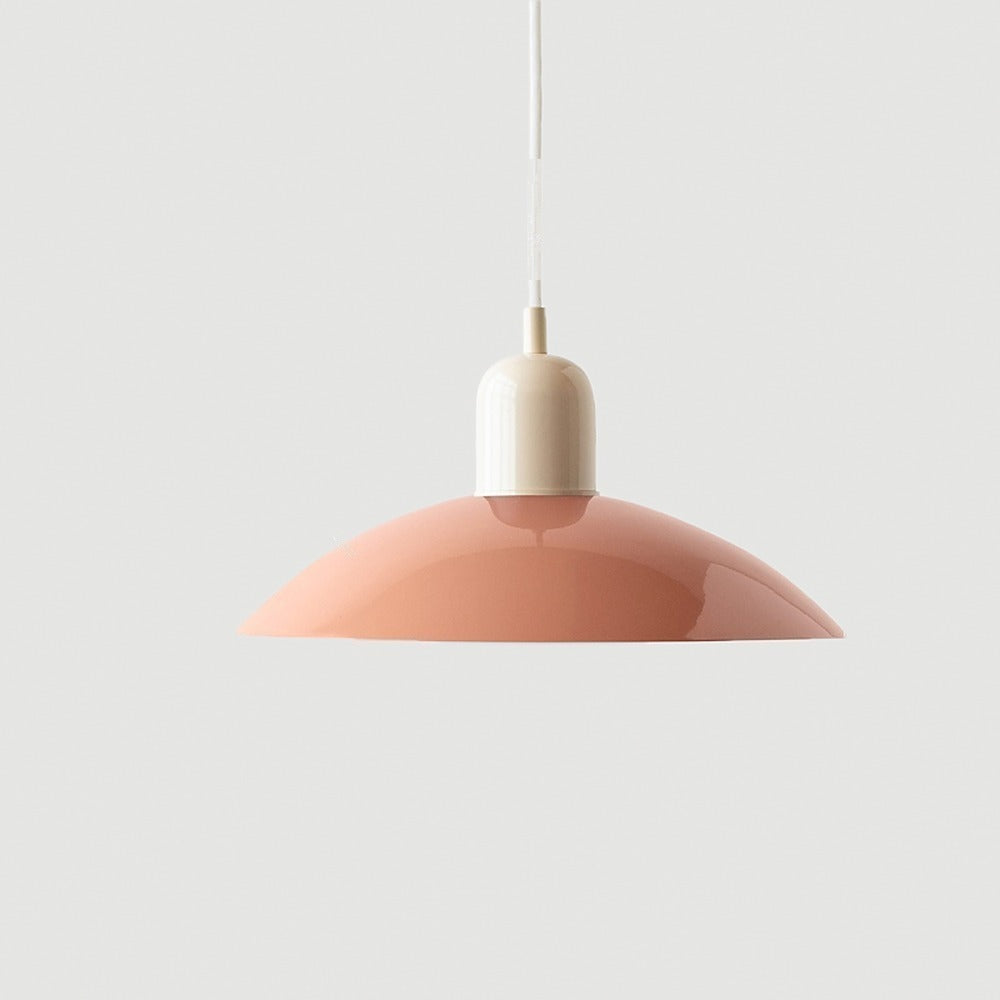 Suspension chapeau en métal coloré, scandinave – Camogli, finition rose et crème