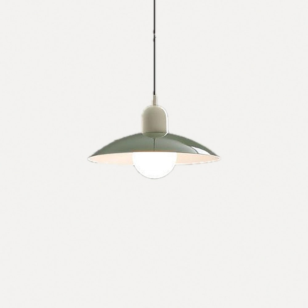 Suspension chapeau en métal coloré, scandinave – Camogli, finition olive et crème