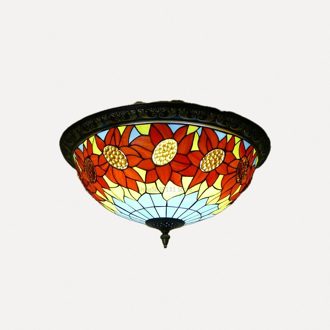 Plafonnier en verre coloré façon mosaïque, Ø 30 à 50 cm – Cappadoce, finition motif C, Ø 50 cm