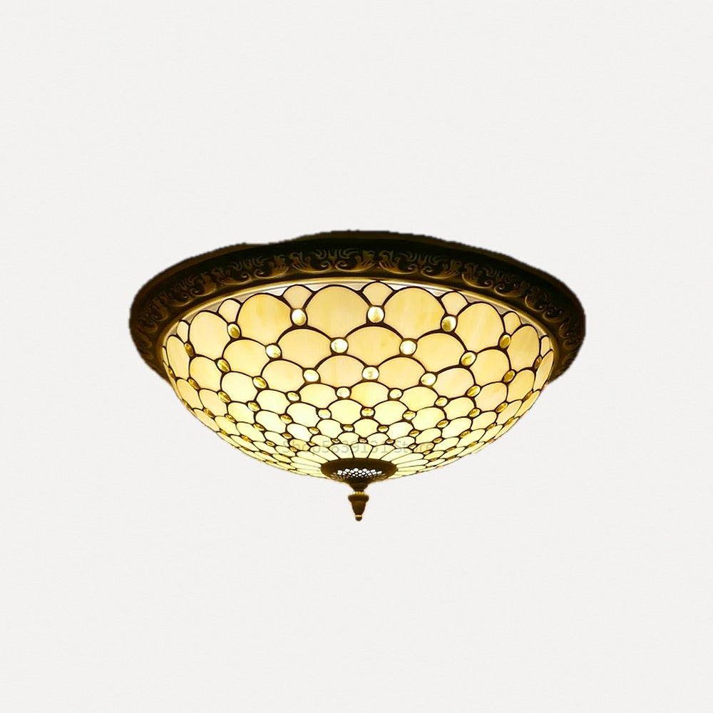 Plafonnier en verre coloré façon mosaïque, Ø 30 à 50 cm – Cappadoce, finition motif E, Ø 50 cm