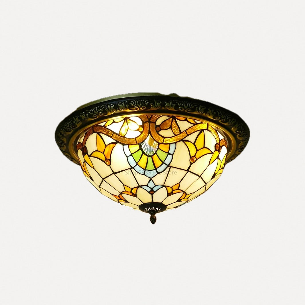 Plafonnier en verre coloré façon mosaïque, Ø 30 à 50 cm – Cappadoce, finition motif A, Ø 40 cm