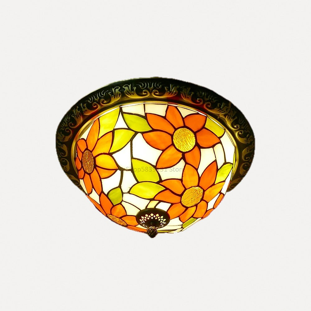 Plafonnier en verre coloré façon mosaïque, Ø 30 à 50 cm – Cappadoce, finition motif B, Ø 30 cm