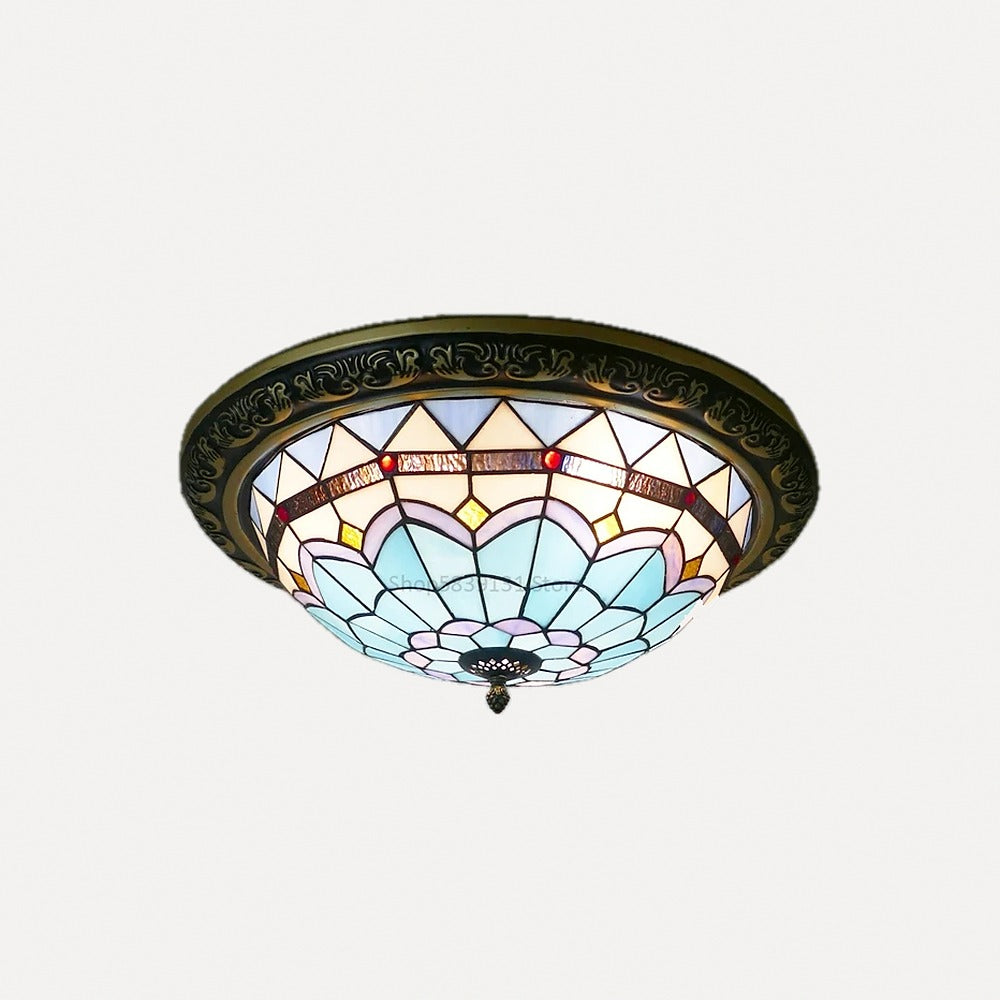 Plafonnier en verre coloré façon mosaïque, Ø 30 à 50 cm – Cappadoce, finition motif D, Ø 40 cm