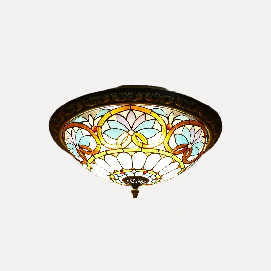 Plafonnier en verre coloré façon mosaïque, Ø 30 à 50 cm – Cappadoce, finition motif G, Ø 50 cm
