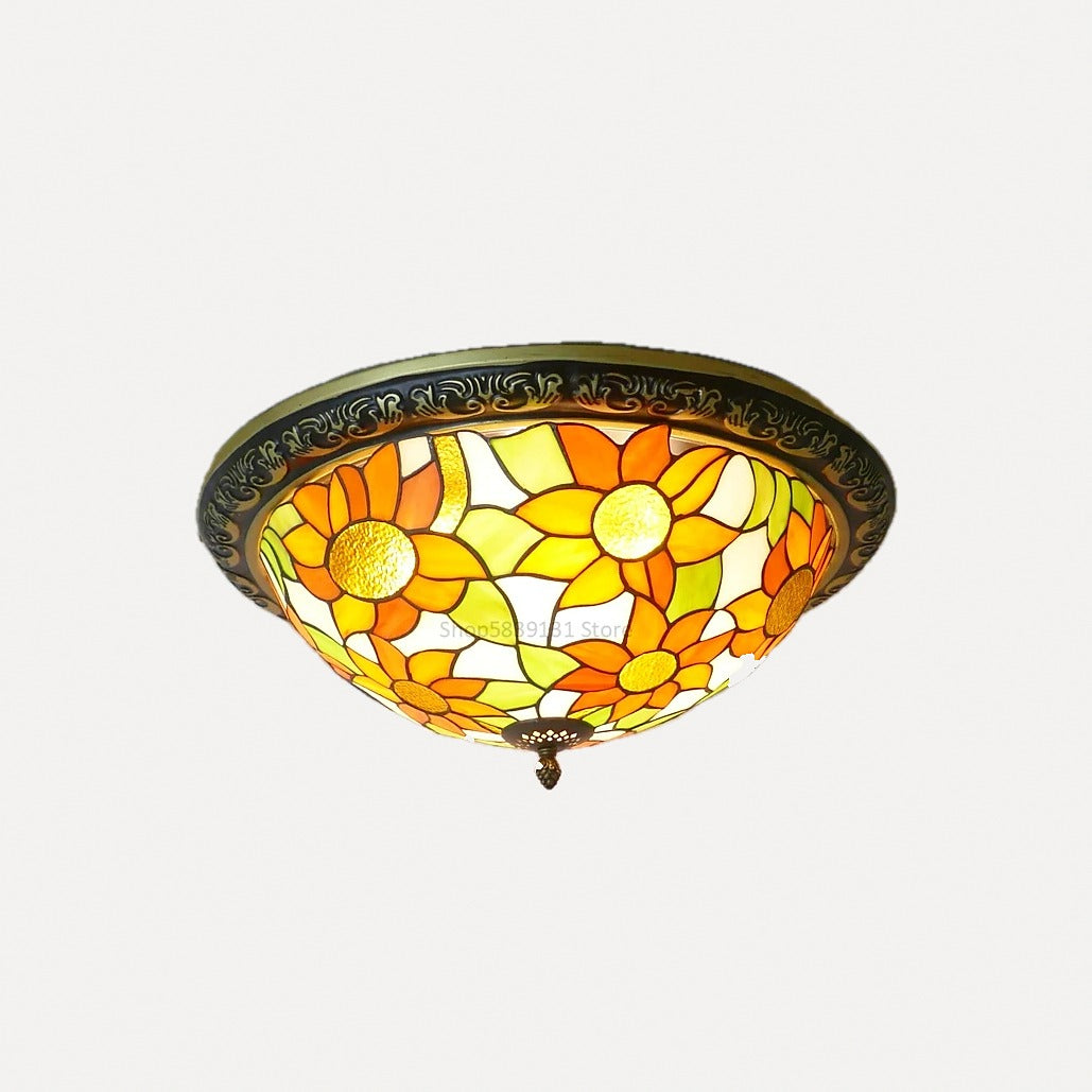 Plafonnier en verre coloré façon mosaïque, Ø 30 à 50 cm – Cappadoce, finition motif B, Ø 40 cm