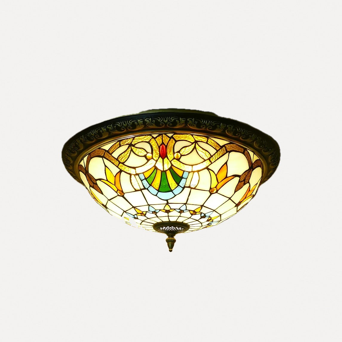 Plafonnier en verre coloré façon mosaïque, Ø 30 à 50 cm – Cappadoce, finition motif A, Ø 50 cm