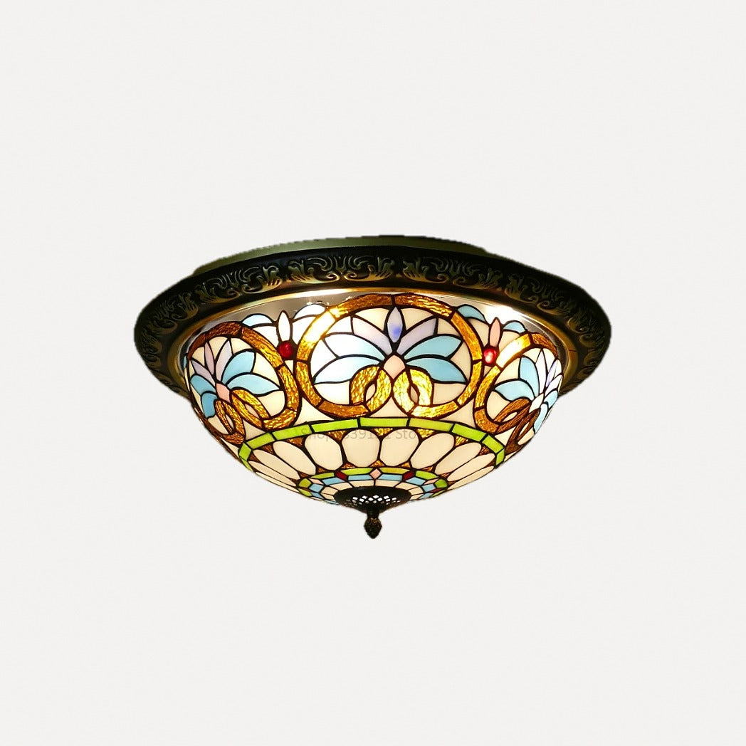 Plafonnier en verre coloré façon mosaïque, Ø 30 à 50 cm – Cappadoce, finition motif G, Ø 40 cm