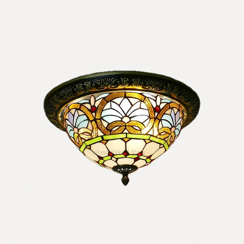 Plafonnier en verre coloré façon mosaïque, Ø 30 à 50 cm – Cappadoce, finition motif G, Ø 30 cm