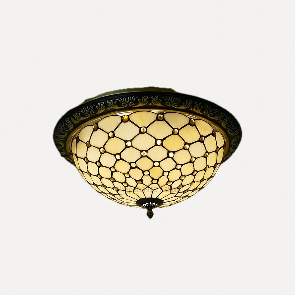 Plafonnier en verre coloré façon mosaïque, Ø 30 à 50 cm – Cappadoce, finition motif E, Ø 40 cm