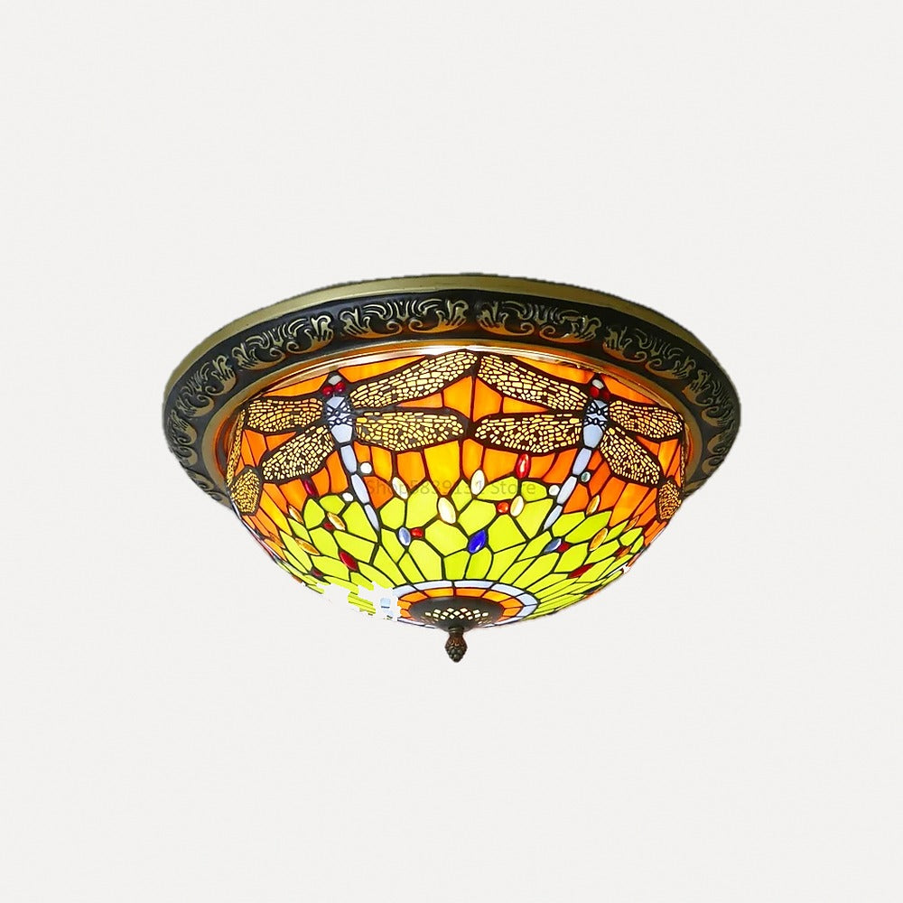 Plafonnier en verre coloré façon mosaïque, Ø 30 à 50 cm – Cappadoce, finition motif H, Ø 40 cm