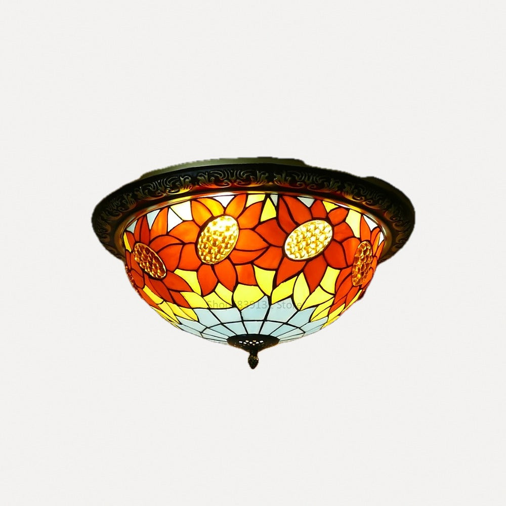 Plafonnier en verre coloré façon mosaïque, Ø 30 à 50 cm – Cappadoce, finition motif C, Ø 40 cm