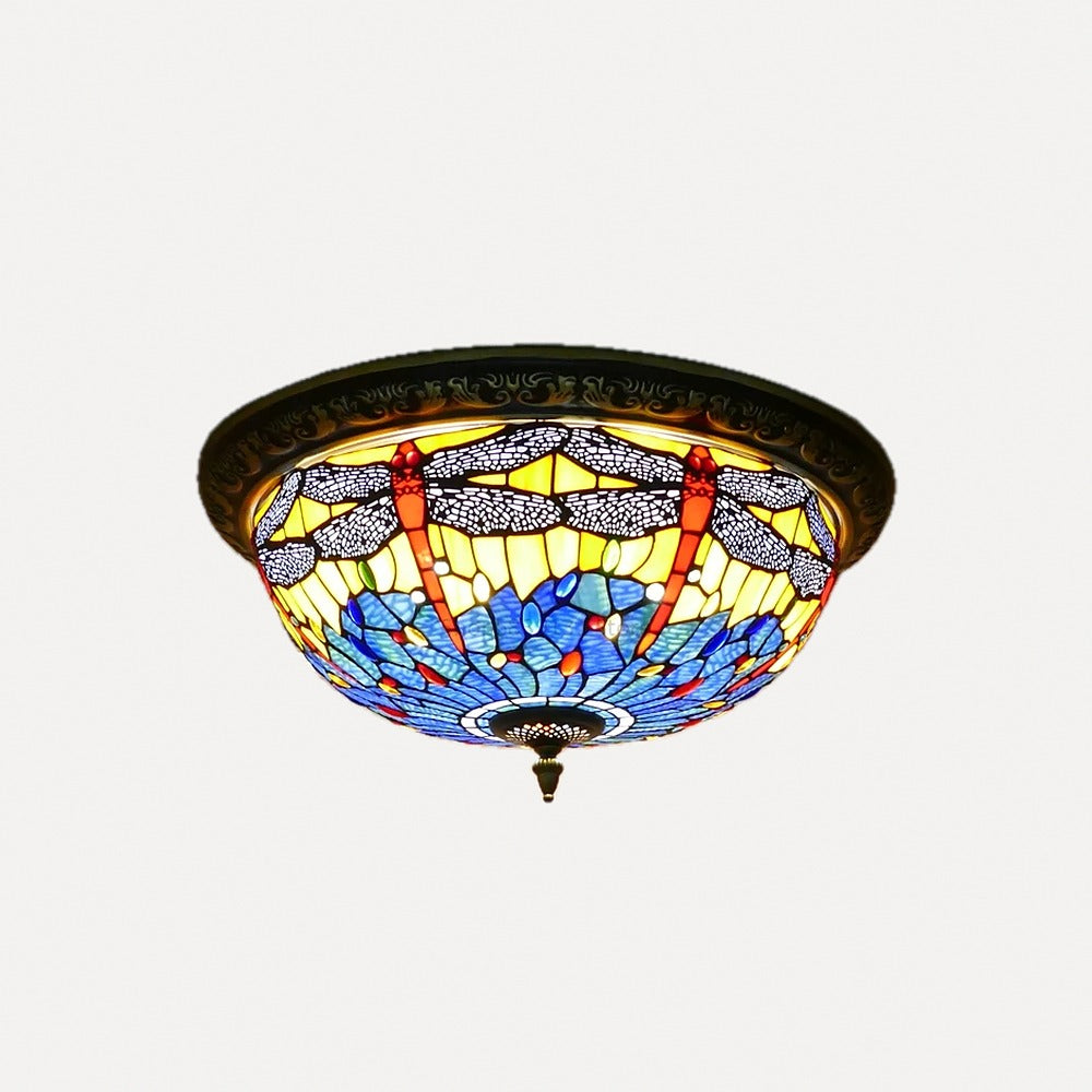 Plafonnier en verre coloré façon mosaïque, Ø 30 à 50 cm – Cappadoce, finition motif F, Ø 50 cm