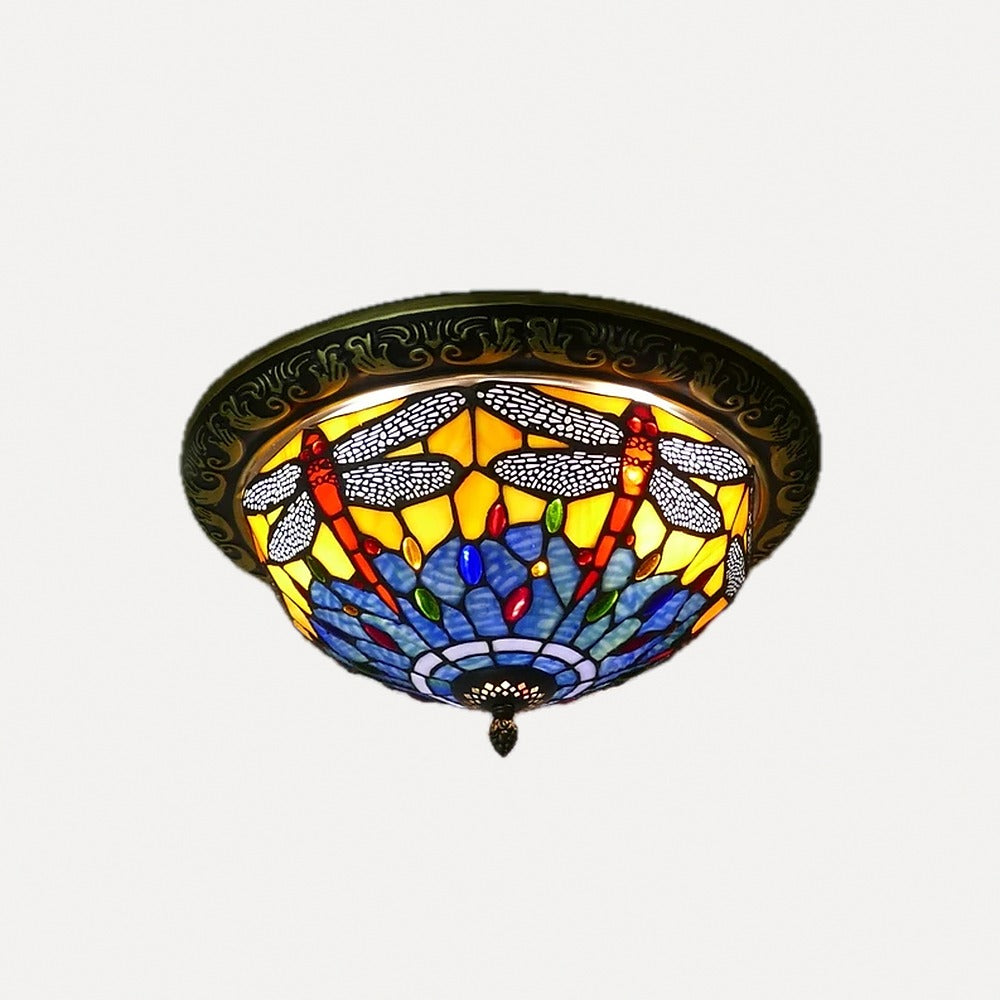 Plafonnier en verre coloré façon mosaïque, Ø 30 à 50 cm – Cappadoce, finition motif F, Ø 30 cm