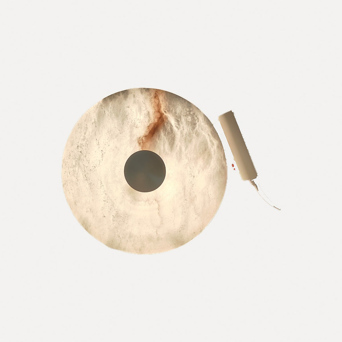 Plafonnier disque en albâtre, extra-plat – Carrare, sur fond blanc