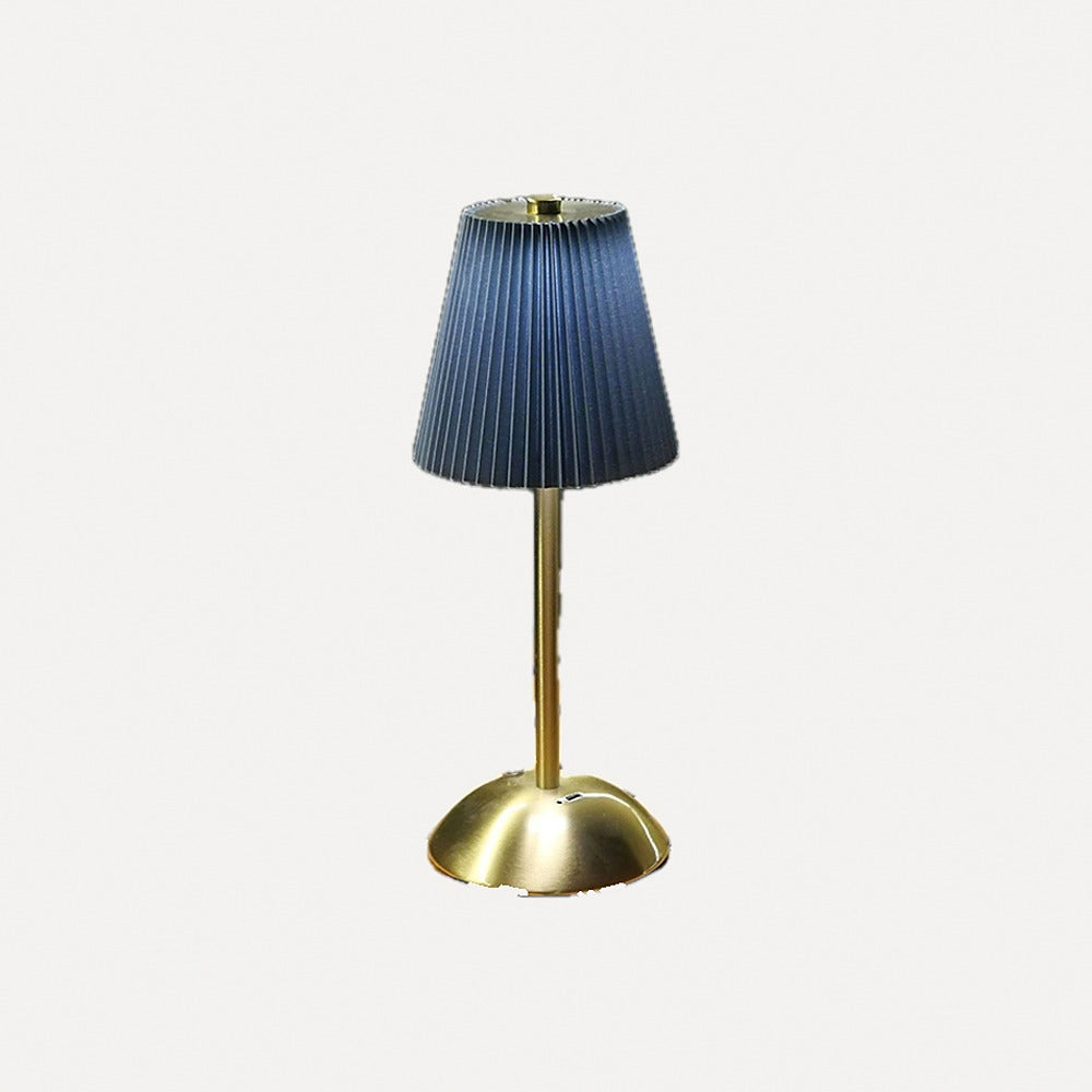 Lampe sans fil à abat-jour plissé, rouge, grège ou bleu – Cavalaire, finition bleu