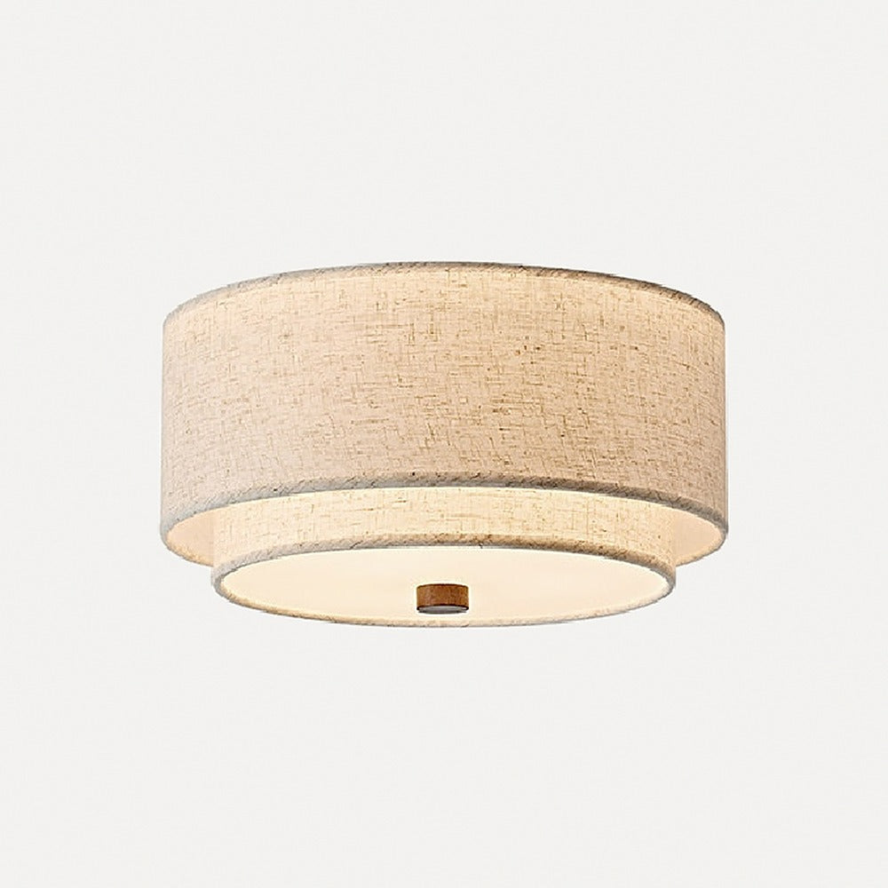 Plafonnier double tambour en lin, Ø 32 à 45 cm – Chaillot, finition ø 32 cm
