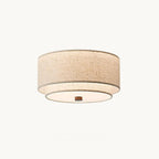 Plafonnier double tambour en lin, Ø 32 à 45 cm – Chaillot, sur fond blanc