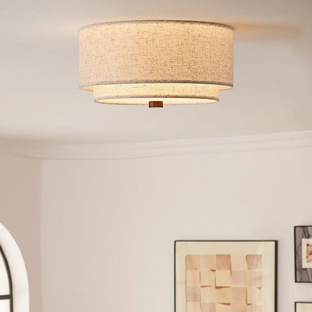 Plafonnier double tambour en lin, Ø 32 à 45 cm – Chaillot dans un intérieur