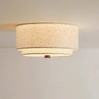 Plafonnier double tambour en lin, Ø 32 à 45 cm – Chaillot allumé