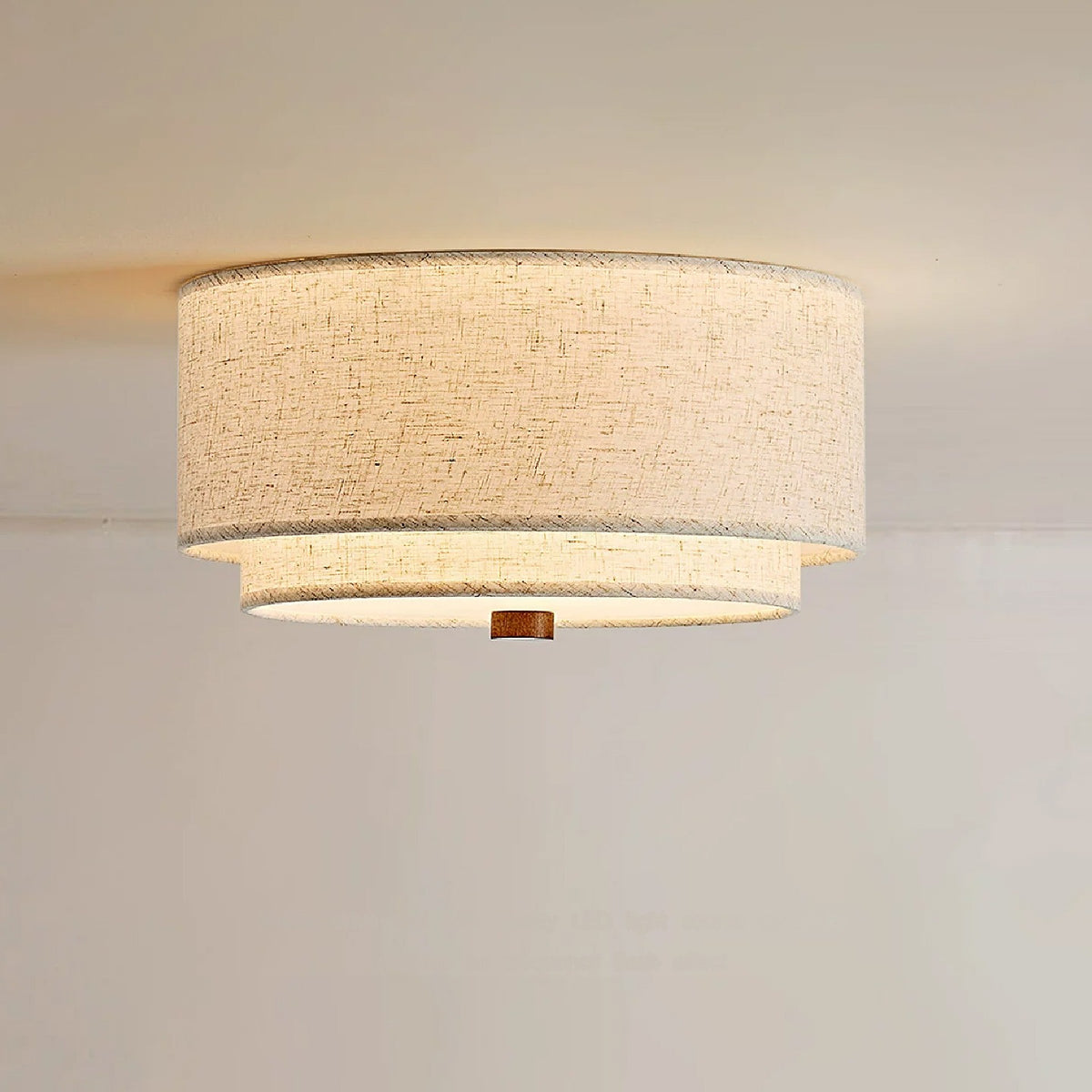 Plafonnier double tambour en lin, Ø 32 à 45 cm – Chaillot allumé
