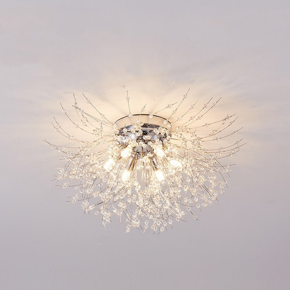 Plafonnier pissenlit en cristal, doré ou argenté – Saint-Cloud, finition argenté, Ø 60 cm