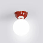 Petit plafonnier globe opalin, rouge, vert ou chromé – Colmar, finition rouge