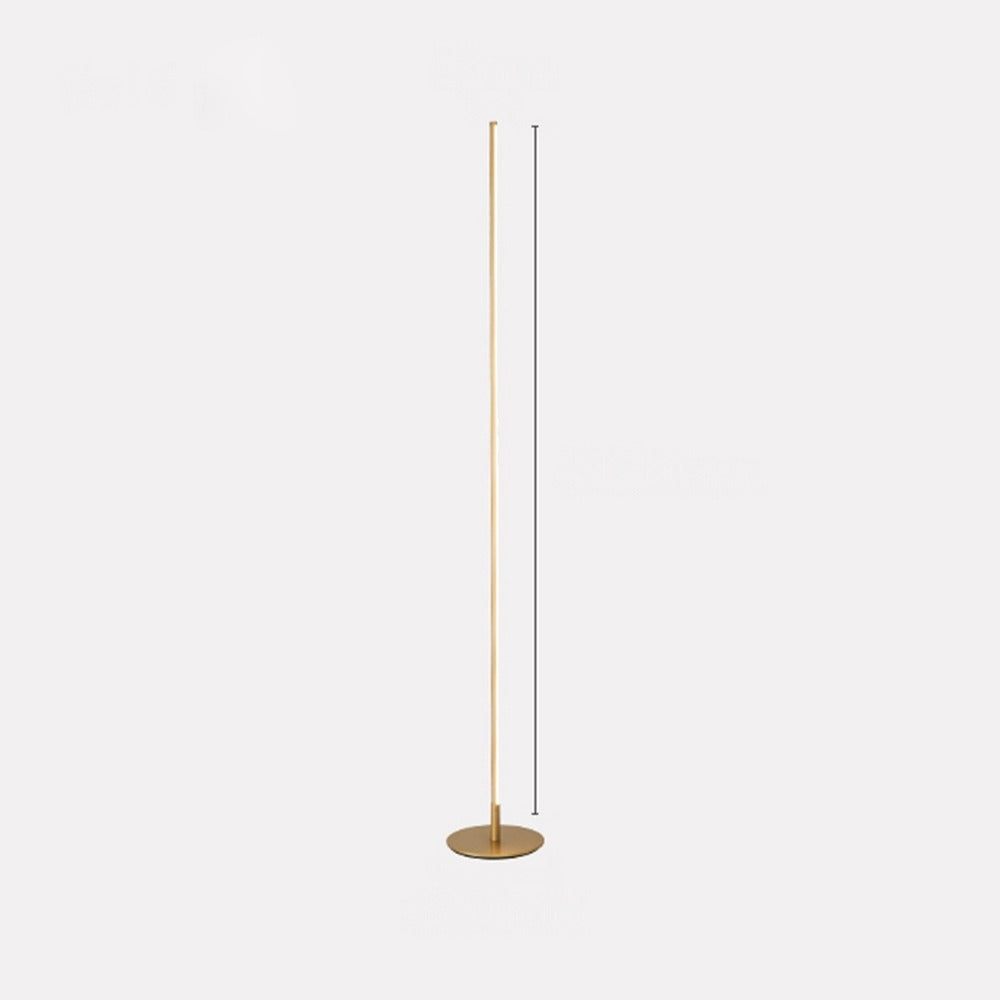 Lampadaire tige LED minimaliste, noir, or ou argent – Comillas, finition doré