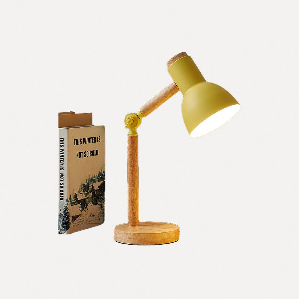 Lampe de bureau articulée en bois et métal laqué – Cordes, sur fond blanc