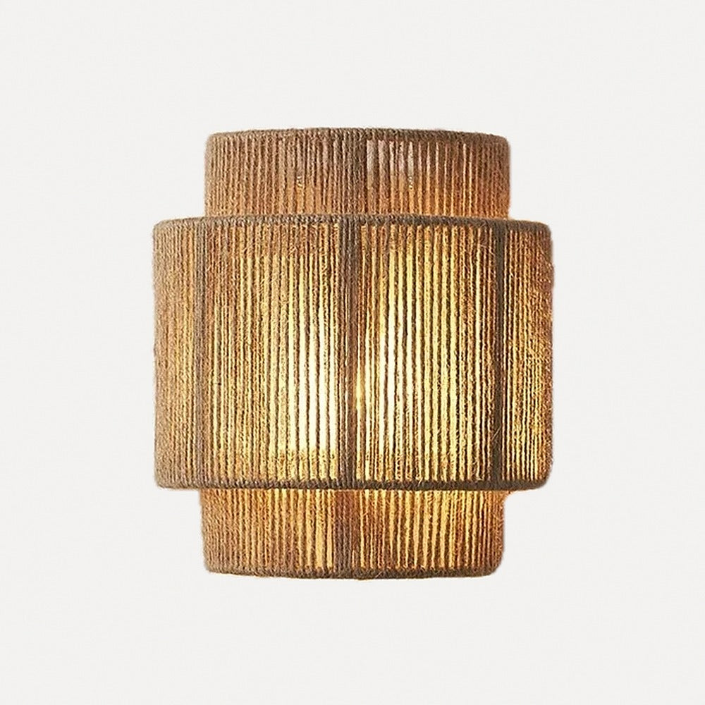 Applique bohème en corde de chanvre tressée main, E27 – Cudillero, sur fond blanc