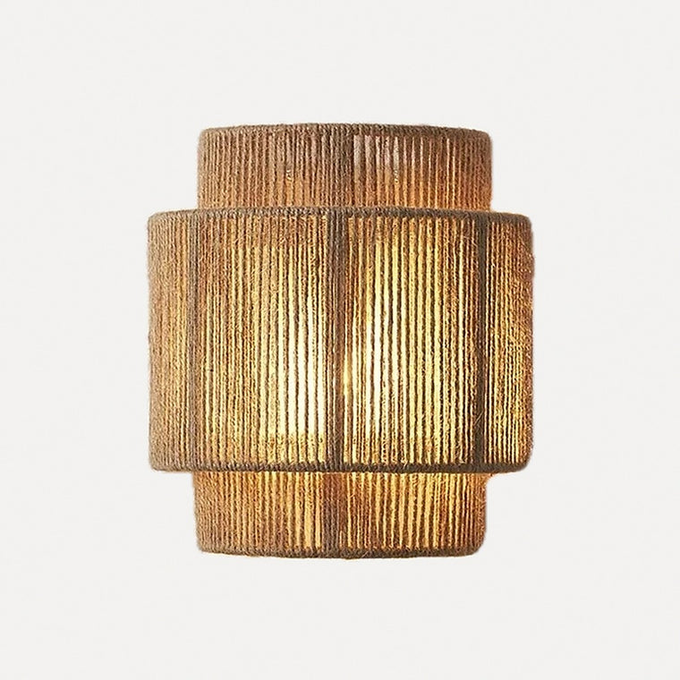 Applique bohème en corde de chanvre tressée main, E27 – Cudillero, sur fond blanc