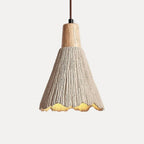 Suspension cône en ciment texturé et bois – Cuenca, finition cône Ø 16 cm / Blanc chaud