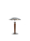 Lampe champignon en bois foncé et chrome, esprit Art déco – Deauville, sur fond clair