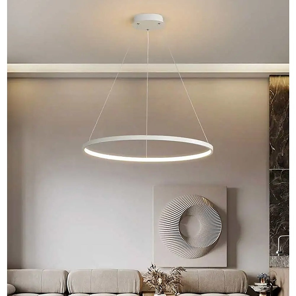 Suspension anneau de lumière LED, Ø 40 à 100 cm – Ermenonville dans un intérieur