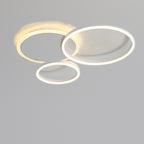 Plafonnier anneaux LED, blanc, noir ou doré – Étoile, finition blanc, 2 anneaux