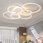 Plafonnier anneaux LED, blanc, noir ou doré – Étoile allumé