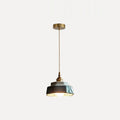 Suspension hexagonale en céramique émaillée rétro – Évora, finition bleu canard