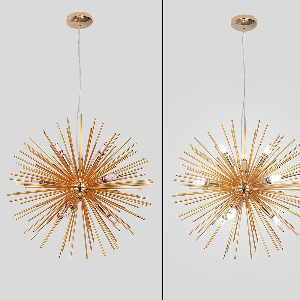 Lustre feu d'artifice doré, Ø 65 cm – Ferrières, sur fond clair