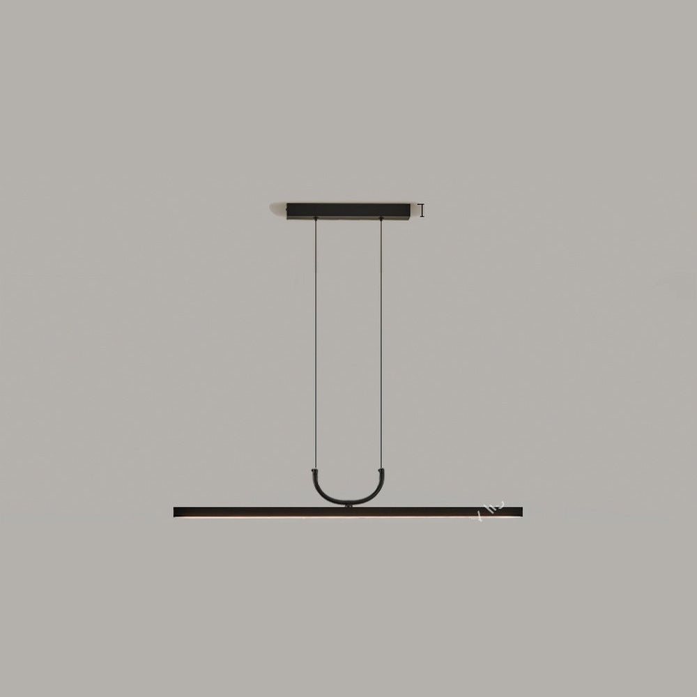 Suspension linéaire LED, attache en U, noir ou blanc – Flavigny, finition noir, 100 cm