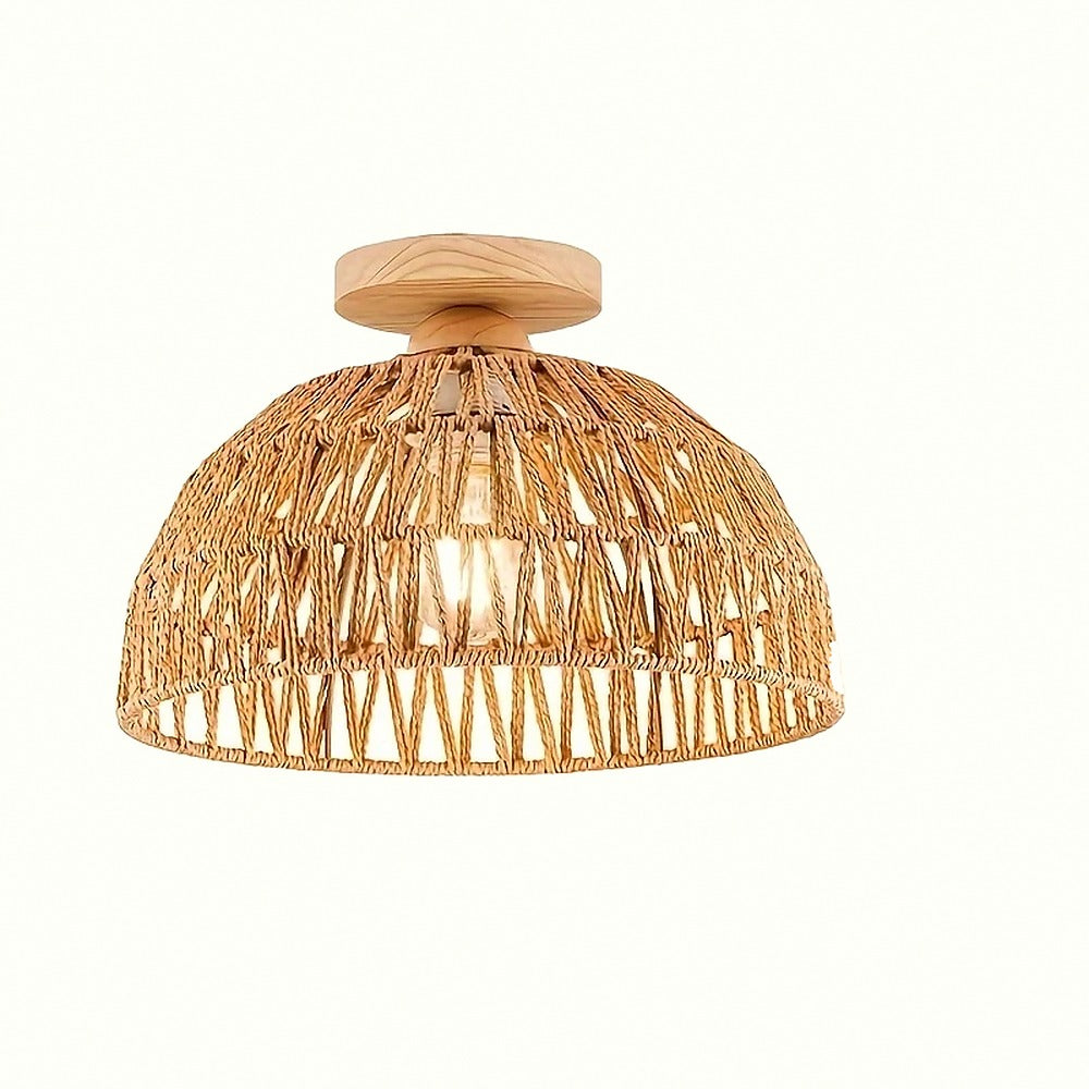 Plafonnier dôme en osier tressé, Ø 23 ou 30 cm – Formentera, finition ø 30 cm