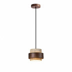 Suspension cylindre en pierre et bois, 1 à 4 lampes – Gaeta, finition 1 lampe / Blanc chaud 3000 K