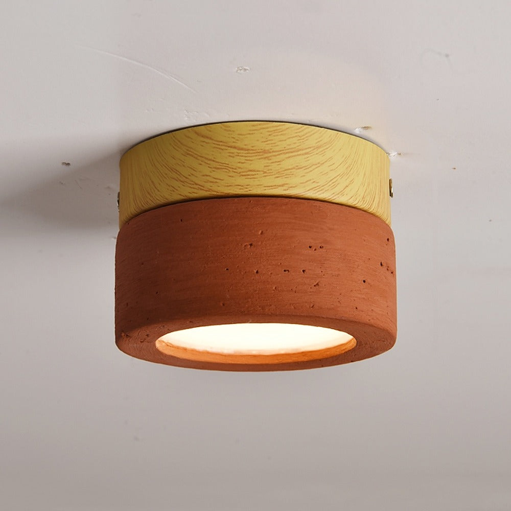 Mini plafonnier en travertin rouge, jaune ou noir – Gargas, finition travertin rouge, modèle B