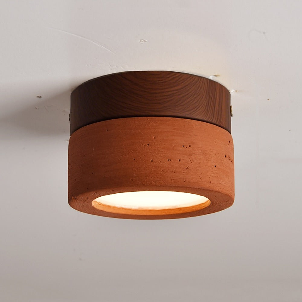 Mini plafonnier en travertin rouge, jaune ou noir – Gargas, finition travertin rouge, modèle A