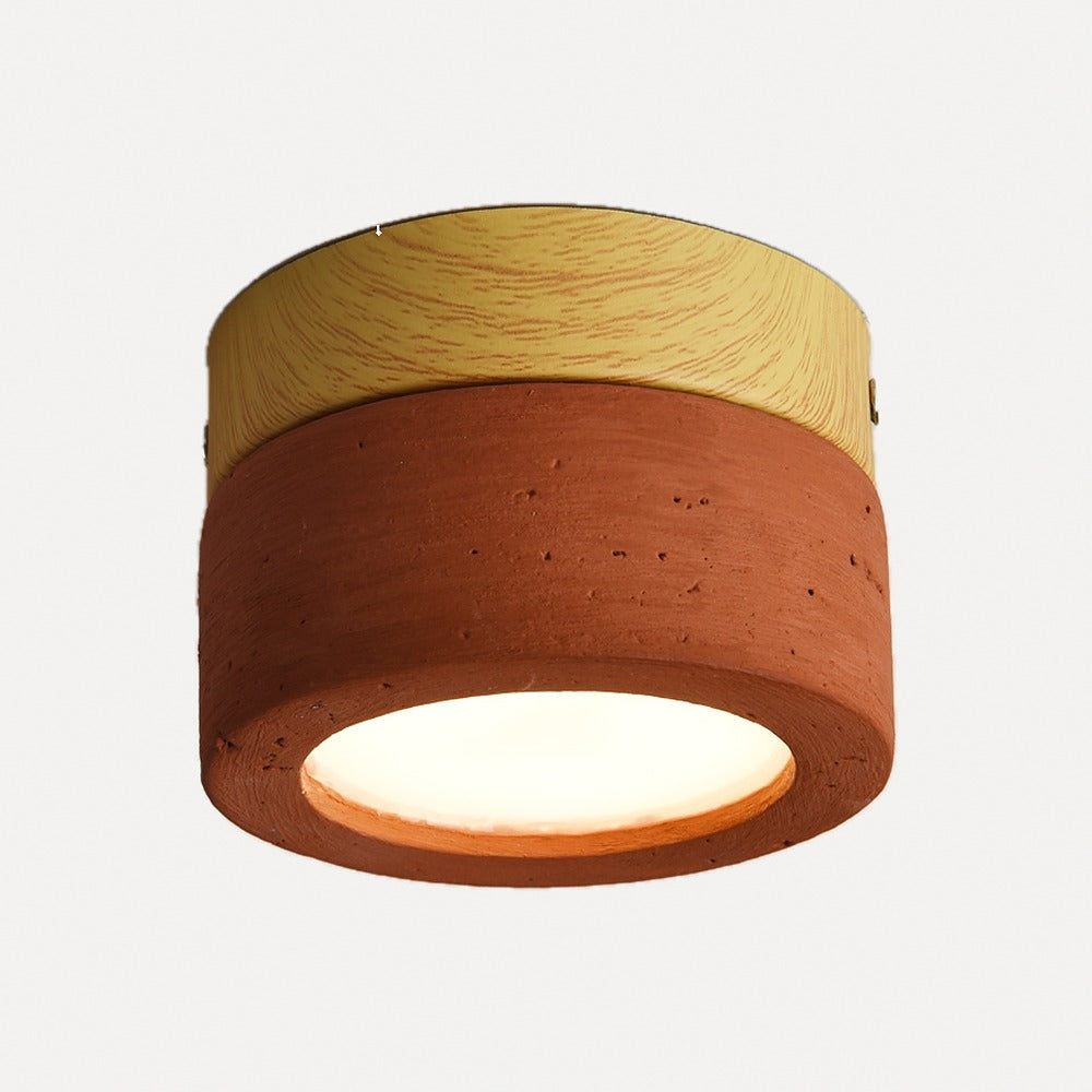 Mini plafonnier en travertin rouge, jaune ou noir – Gargas, sur fond blanc