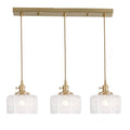 Suspension rampe en verre ciselé, 3 ou 4 lumières – Goudargues, finition 3 lumières, rampe 60 cm, verre côtelé transparent