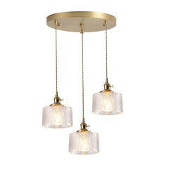 3 lumières en grappe, verre ciselé transparent