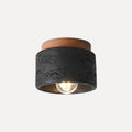 Plafonnier en travertin et bois, six formes – Goult, finition pierre noire, noyer